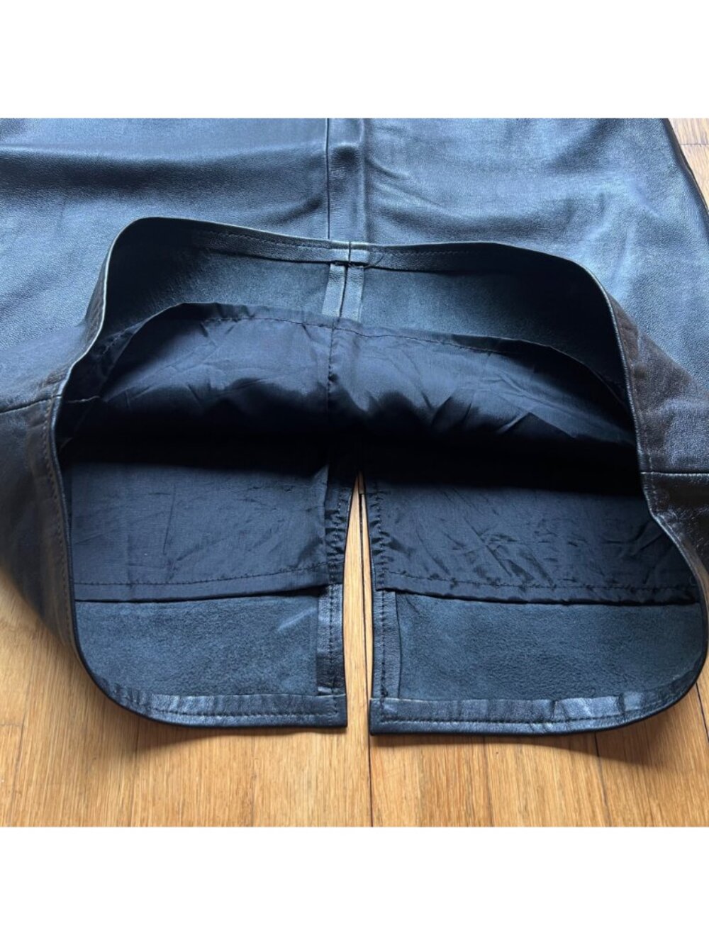 Vintage Goth 90s Erez Sport Size 12 Leather Knee Length Straight Pencil Skirt - Picture 3 of 16
